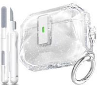 R-fun for AirPods Pro 3 Case (2025) Cover with Cleaning Kit, Military-Grade Shockproof Transparent Non-Yellowing, Auto Pop-Up Lid Design for AirPods Pro 3rd Generation Case, Glitter