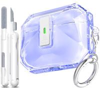 R-fun for AirPods Pro 3 Case (2025) Cover with Cleaning Kit, Military-Grade Shockproof Transparent Non-Yellowing, Auto Pop-Up Lid Design for AirPods Pro 3rd Generation Case, Clear Purple