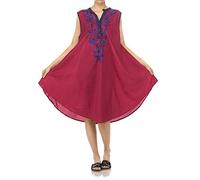 R G Clothing LTD Women Ladies Sleeveless Button Up Neck Beach Summer Umbrella Sundress Size 12-24 (Red)