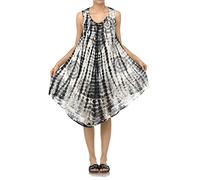 R G Clothing LTD Women Ladies Sleeveless Tie Dye Pullover Beach Summer Umbrella Sundress Size 12-24 (Black 2)