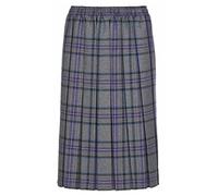 R G Clothing Women Ladies Tartan Check Skirt 27 Inch Length Box Pleated Elasticated Waist UK Size 10-24 (UK, Numeric, 12, Regular, Regular, Purple Grey)