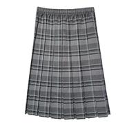 R G Clothing Women Ladies Tartan Check Skirt 27 Inch Length Box Pleated Elasticated Waist UK Size 10-24 (UK, Numeric, 20, Regular, Regular, Grey)