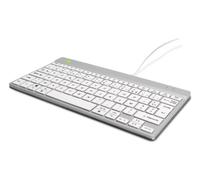 R-Go Compact Break-Out Keyboard, USB-C Wired, with Anti-RSI Pause Software, Multimedia Shortcuts, French AZERTY, Compatible with Windows/Mac/Linux, White