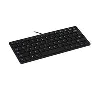 R-Go Tools Compact Keyboard, Ergonomic Flat Design, Wired, QWERTZ (DE), Support Windows/Mac/Linux - Black