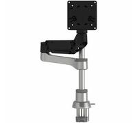 R-Go Tools Caparo 4 D2, Single monitor arm, Fully adjustable with gas spring, Vesa(75x75 and 100x100mm) Mount Desk Stand with Clamp, Fits 40’’Inch LCD Computer Monitors, Weigh max 9KG, Matte silver