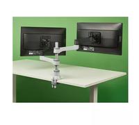 R-Go Tools ZEPHER 4 C2, Dual monitor arm, Adjustable Vesa(75x75 and 100x100mm) Mount Desk Stand with Clamp, Fits 32'' LCD Computer Monitors, Weigh max 8KG, Matte silver