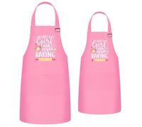 R HORSE 2Pcs Adults Kids Matching Apron Set Mommy and Me Adjustable Kitchen Apron with 2 Pockets Parent and Child Matching Gift for Mother's Day Women Kid Cooking Baking Painting Training, Pink, /