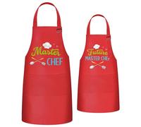 R HORSE 2Pcs Adults Kids Matching Apron Set - Parent and Child Adjustable Kitchen Apron with 2 Pockets - Mommy and Me Matching Gift for Women Kid Cooking Baking Painting Training Gardening