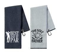 R HORSE 2Pcs Embroidered Golf Towel Best Dad by Par Funny Golf Towel for Golf Bags with Clip The Golf Father Towel Golf Gift for Dad Golf Accessories for Men Golfer Golf Fan