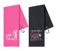 R HORSE 2Pcs Funny Golf Towel Gifts, Microfiber Embroidered Golf Towels for Bags with Clip, Sport Accessories Birthday for Men Women Golfer Fan