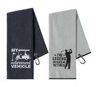 R HORSE 2Pcs Funny Golf Towel Gifts, Microfiber Embroidered Golf Towels for Bags with Clip, Sport Accessories Birthday for Men Women Golfer Fan