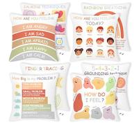 R HORSE 4Pcs Calming Corner Throw Pillow Covers, 18” x 18” Classroom Feeling Wheel Pillow Case, Emotion Wheel Cozy Corner Calm Down Item Decor for Kids Back to School Counselor Office Home Must Have