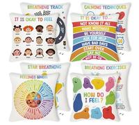 R HORSE 4Pcs Calming Corner Throw Pillow Covers Classroom Counseling Office Must Haves Throw Pillow Covers Positive Mental Health Pillowcase Decor Calm Down Corner Supplies for Therapy Office Gifts
