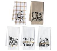 R HORSE 5Pcs Funny Kitchen Dish Towel Set Absorbent Quick Dry Cloth Dish Tea Towels Reusable Bar Hand Dishcloths Decor for Bathroom Kitchen Home Supplies
