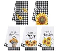 R HORSE 5Pcs Kitchen Dish Towels - Funny Sunflower Dishcloths Gift, Absorbent Dish Tea Towels Bar Hand Towel, Sunflower Kitchen Towels Summer Kitchen Decor Gift for Mom Women Hostess Housewarming