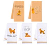 R HORSE 5Pcs Kitchen Dish Towels - Golden Retriever Dog Dishcloths Absorbent Dish Tea Towels Cute Dog Themed Kitchen Towels Bar Hand Dishcloth Hilarious Hand Towels Gift for Women Hostess Housewarming