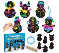 R HORSE 60PCS Snowman Rainbow Color Scratch Cards Gift Set for Kids DIY Winter Snowman Hanging Scratch Cards for Kids Snowman Magic Art Rainbow Color Craft Kit for Winter Christmas Party Favors