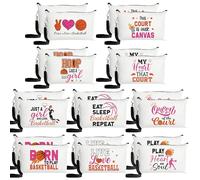 R HORSE Basketball Makeup Bag - 20Pcs Bulk Sport Team Inspirational Gifts for Women Girls, Canvas Cosmetic Toiletry Pouch Bag With Zipper Birthday Theme Party Gift for Basketball Team Player Lover Fan