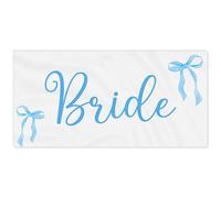 R HORSE Bride Beach Towel for Bachelorette Party Decorations, Coquette Blue Bow Beach Towel for Bride to Be Bridal Shower Gift, 30 x 60 Inch Quick Dry Sand Free Blanket Honeymoon Engagement Supplies