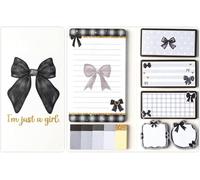 R HORSE Coquette Black Bow Sticky Notes Set - I’m Just A Girl Self-Stick Note Pads Bowknot Notepads Writing Memo Pad Page Marker Bookmarker Preppy Girly Stuff Back to School Office Supplies Gift