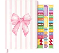 R HORSE Coquette Pink Bow Hardcover Ruled Journal Notebook with Planner Stickers, A5 Hardbound Lined Journal Writing Notebook Teacher Appreciation Gift Back to School Office Supplies Diary Notepad