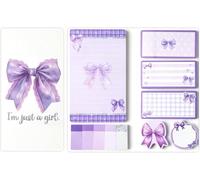 R HORSE Coquette Purple Bow Sticky Notes Set - I’m Just A Girl Self-Stick Note Pads Bowknot Notepads Writing Memo Pad Page Marker Bookmarker Preppy Girly Stuff Back to School Office Supplies Gift