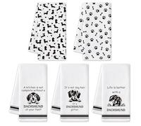 R HORSE Dachshund Kitchen Dish Towel - 5Pcs Cute Dachshund Cleaning Dishcloth Puppy Dog Absorbent Bar Quick Dry Hand Towel Tea Towels for Dog Mom & Dad Housewarming Bathroom Kitchen Home Decors