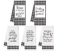 R HORSE Funny Kitchen Dish Towels - 5Pcs Funny Wine Kitchen Hand Towels, Cute Absorbent Cleaning Dishcloth Bathroom Home Decor for Wine Lovers Girls Women Hostess Housewarming Gifts