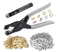 R HORSE Heavy Duty Grommet Tool Kit - 3/8 Inch Die with 400Pcs of 10MM Grommets, Present Hole Punch, Professional Setting Tool for Leather, Canvas, Tarp, Awning, Plastic & DIY Craft Supplies