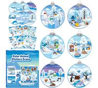 R HORSE Polar Animal Stickers Scene - 24 Set Make A Polar Jar Sticker Scene with Polar Animals for Kids Make Your Own Polar Bear Snowy Stickers with Jar Scene DIY Art Crafts for Kids Classroom Project