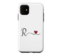 R Initial Heart Letter Monogram Gift Case for iPhone 11