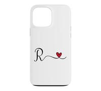 R Initial Heart Letter Monogram Gift Case for iPhone 13 Pro Max