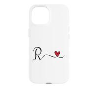 R Initial Heart Letter Monogram Gift Case for iPhone 15