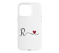 R Initial Heart Letter Monogram Gift Case for iPhone 15 Pro Max