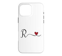 R Initial Heart Letter Monogram Gift Case for iPhone 16 Pro Max