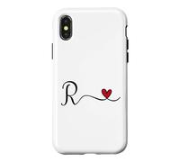 R Initial Heart Letter Monogram Gift Case for iPhone X/XS