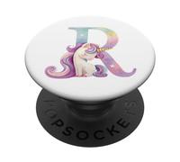 R Initial Letter Alphabet Unicorn Birthday Outfit Monogram R PopSockets Swappable PopGrip