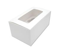 R&J 4 Pack - 2 Hole Cupcake Boxes, White Bakery Boxes with Clear Window, Ideal for Parties and Events