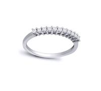(R) Jewelco London 9ct White Gold 4 Claw Set Round H I1 0.22ct Diamond Dainty 11 Stone Half Eternity Ring 2mm - 9R351