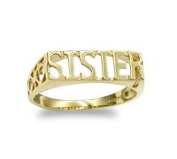 (R) Jewelco London Ladies Solid 9ct Yellow Gold Scroll Sides SISTER Ring - JRN116