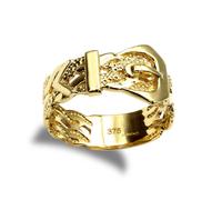 Jewelco London Men's Solid 9ct Yellow Gold Wavy Twin Plaited Single Buckle Ring