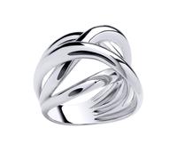 (R) Jewelco London Rhodium Plated Sterling Silver Double Split D-Shape Crossover Knot Ring - GSR1009