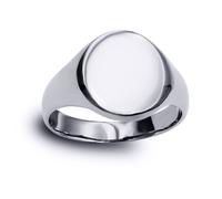 (R) Jewelco London Solid Rhodium-plated 925 Sterling Silver Polished Round Oval Signet Ring - ARN117