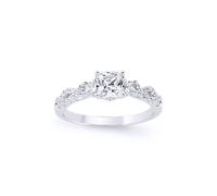 Jewelco London Women's Silver Princess Cut CZ Shoulder-Set 4 Claw Solitaire Ring - GVR578 in White | Size: R Jewelco London White R