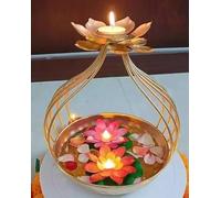 R.K EXPORTS Diya Shape Flower Decorative Urli Bowl for Home Handcrafted Bowl for Floating Flowers and Tea Light Candles Home,Office and Table Decor| Diwali Decoration Items for Home T-Light