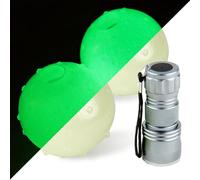R&L Glow in The Dark Balls for Dog, Light Up Dog Fetch Toy Balls for Large and Small Dogs, Come with a 21 LED UV Flashlight for The Best Glowing Effect at The Night 2 Pack - 2.5 inch