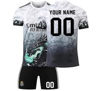 R. M. Football Kits for Boys Personalised Football Kit with Name Number Custom Jersey Shirts & Shorts Set for Men Football Gifts for Kids Adult #A08