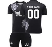 R. M. Football Kits for Boys Personalised Football Kit with Name Number Custom Jersey Shirts & Shorts Set for Men Football Gifts for Kids Adult #A04