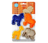 R&M International 0498 Animal Collection A 2" Pastry/Cookie/Fondant Stampers, Giraffe, Zebra, Lion, Elephant, 4-Piece Set