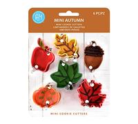 R&M International 1870 Mini Autumn Leaf Cookie Cutters, Apple, Pumpkin, Acorn, Oak, Ivy, Maple, 6-Piece Set